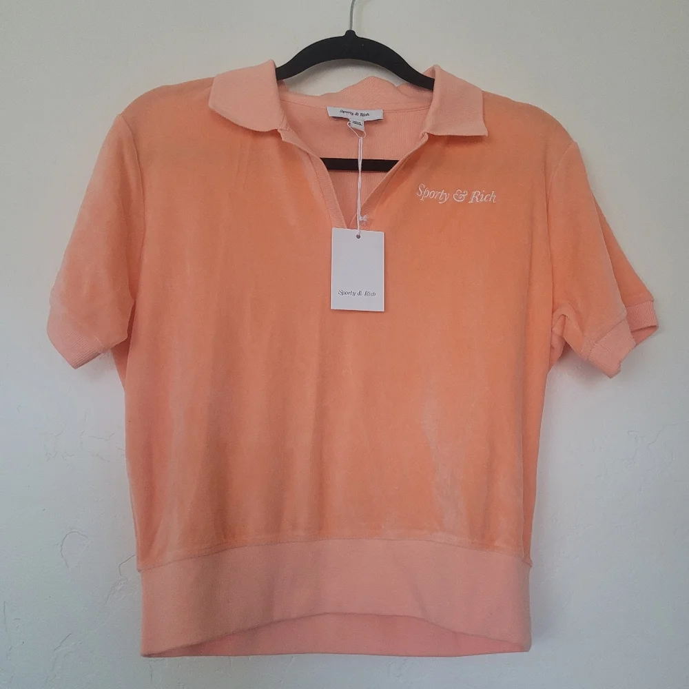 Sporty & Rich Velour Polo - Picture 2 of 9